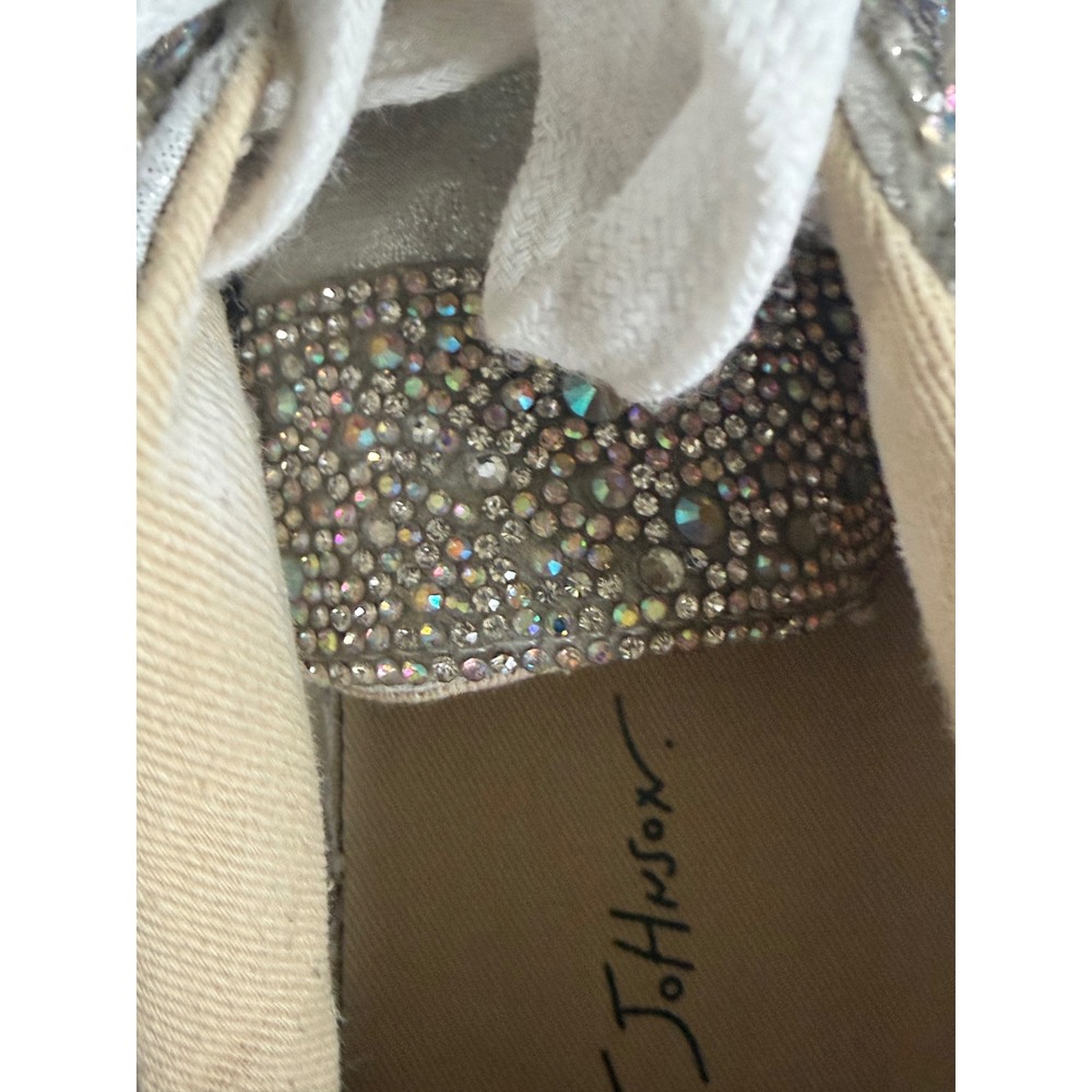 Betsey Johnson Sidny Rhinestone Platform Sneakers Silver Iridescent Sparkle 8.5 - Picture 9 of 10